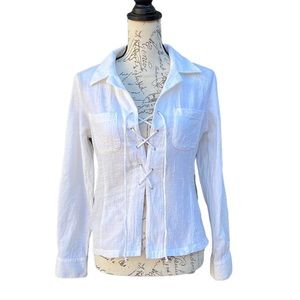 Vintage 90s from Australia White lace up shirt size S